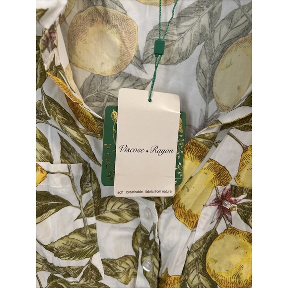 NWT Alex & Parker Small Lemon Floral Dress, Drawstring Waist Light Cotton - Picture 4 of 10